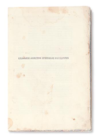 INCUNABULA  PHILELPHUS.  Orationes. 1492 + PHILELPHUS.  Epistolae.  1493/94 + BRUNI.  Epistolarum familiarum libri VIII.  1495